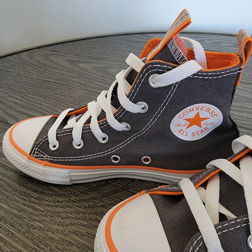 Converse Kids High-Top Sneakers - Charcoal and Orange